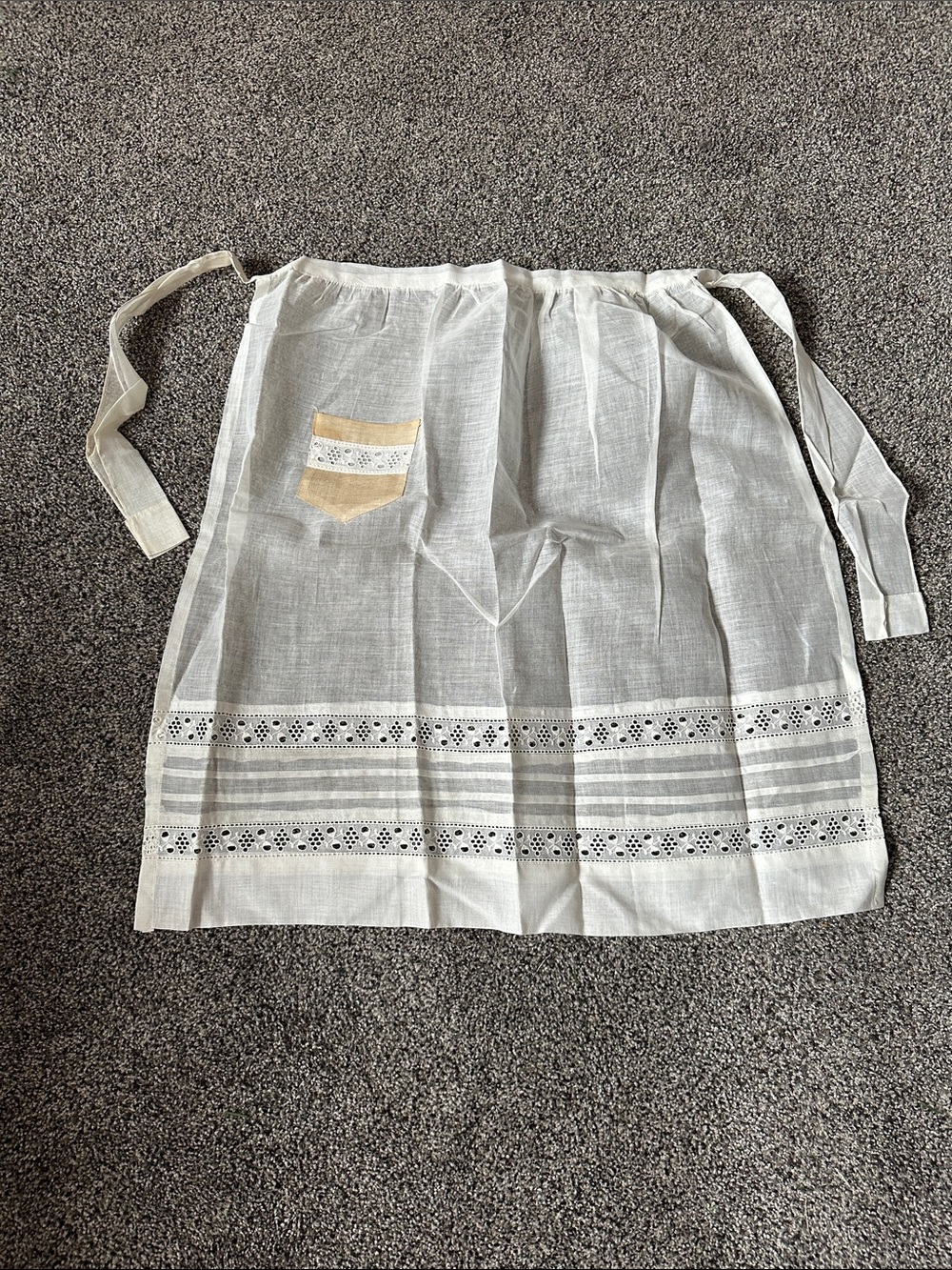 Lace Trim White Cotton Apron Skirt
